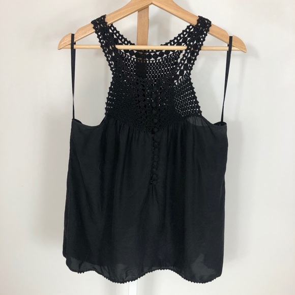 BCBG MaxAzria black Silk and crochet tank - Picture 8 of 8